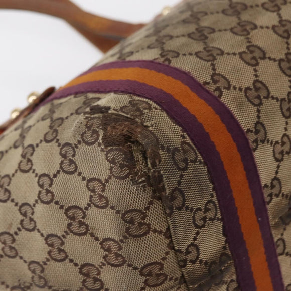 GUCCI GG Canvas Sherry Line Tote Bag Beige Gold 137396 Auth bs30941