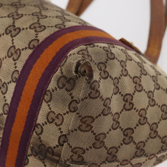 GUCCI GG Canvas Sherry Line Tote Bag Beige Gold 137396 Auth bs30941