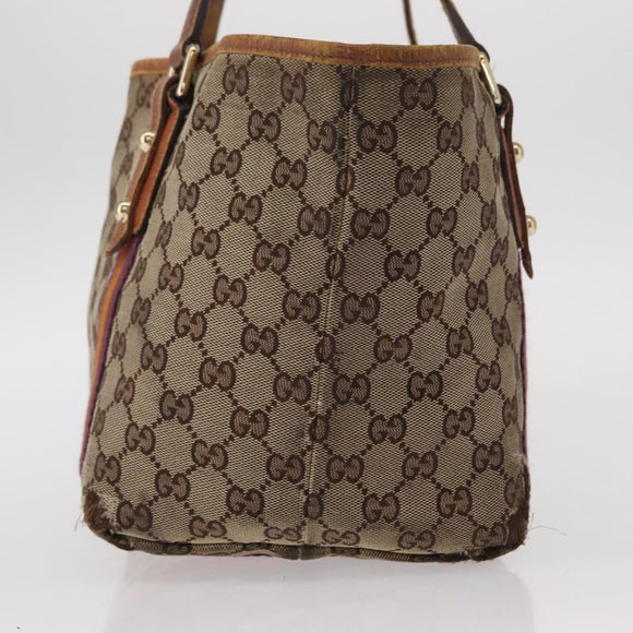 GUCCI GG Canvas Sherry Line Tote Bag Beige Gold 137396 Auth bs30941