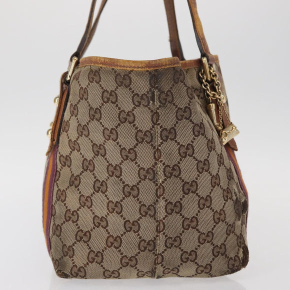 GUCCI GG Canvas Sherry Line Tote Bag Beige Gold 137396 Auth bs30941