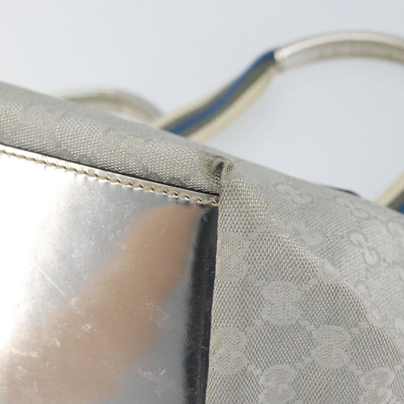 GUCCI GG Canvas Sherry Line Tote Bag Silver 131228 Auth bs30945