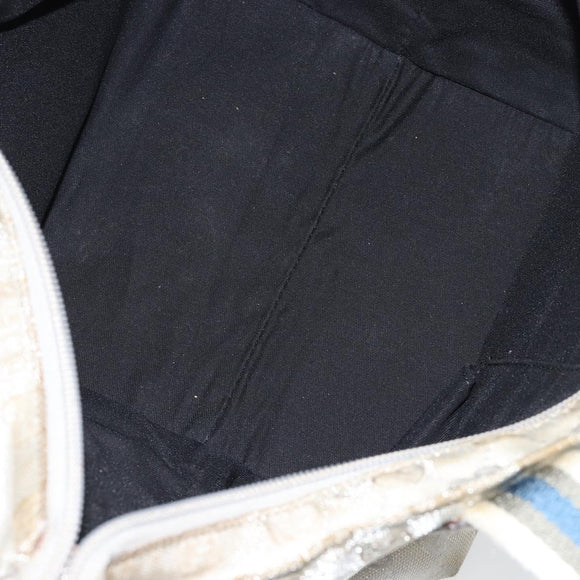 GUCCI GG Canvas Sherry Line Tote Bag Silver 131228 Auth bs30945