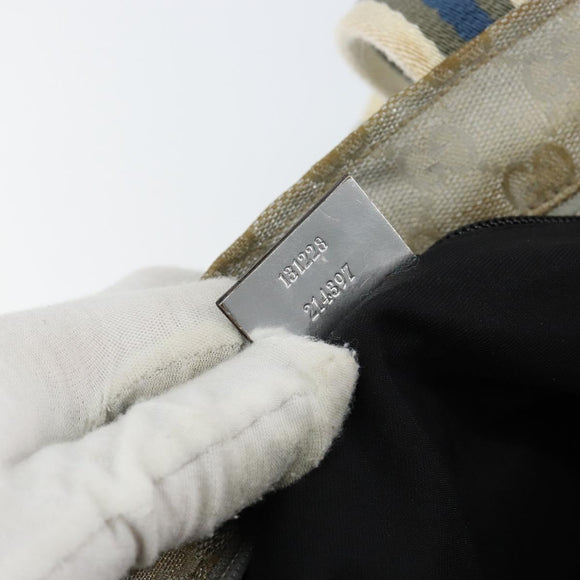 GUCCI GG Canvas Sherry Line Tote Bag Silver 131228 Auth bs30945