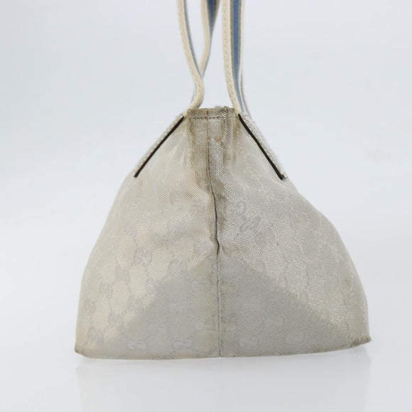 GUCCI GG Canvas Sherry Line Tote Bag Silver 131228 Auth bs30945