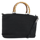 GUCCI Bamboo Hand Bag Canvas 2way Black Silver 002 2058 0439 5 Auth bs30947-1