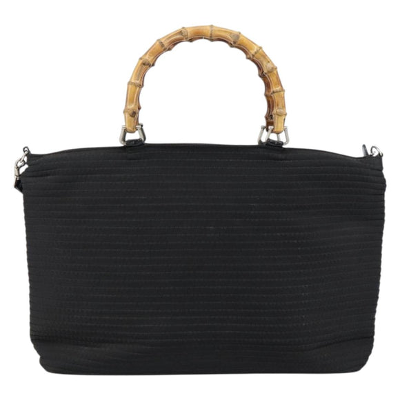GUCCI Bamboo Hand Bag Canvas 2way Black Silver 002 2058 0439 5 Auth bs30947