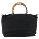 GUCCI Bamboo Hand Bag Canvas 2way Black Silver 002 2058 0439 5 Auth bs30947-3