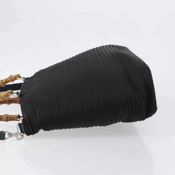 GUCCI Bamboo Hand Bag Canvas 2way Black Silver 002 2058 0439 5 Auth bs30947