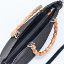 GUCCI Bamboo Hand Bag Canvas 2way Black Silver 002 2058 0439 5 Auth bs30947-6