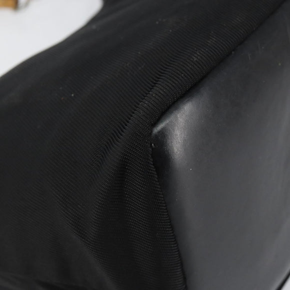 GUCCI Bamboo Hand Bag Nylon Black Silver 000 1956 0531 Auth bs30948