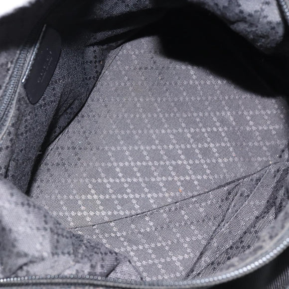 GUCCI Bamboo Hand Bag Nylon Black Silver 000 1956 0531 Auth bs30948