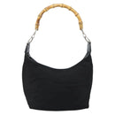 GUCCI Bamboo Hand Bag Nylon Black Silver 000 1956 0531 Auth bs30948-13