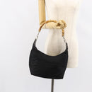 GUCCI Bamboo Hand Bag Nylon Black Silver 000 1956 0531 Auth bs30948-22