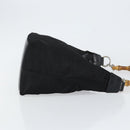 GUCCI Bamboo Hand Bag Nylon Black Silver 000 1956 0531 Auth bs30948-3