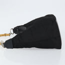 GUCCI Bamboo Hand Bag Nylon Black Silver 000 1956 0531 Auth bs30948-4