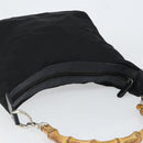 GUCCI Bamboo Hand Bag Nylon Black Silver 000 1956 0531 Auth bs30948-6