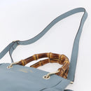GUCCI Bamboo Hand Bag Leather 2way Blue Silver 336032 Auth bs30949-14