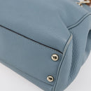 GUCCI Bamboo Hand Bag Leather 2way Blue Silver 336032 Auth bs30949-10