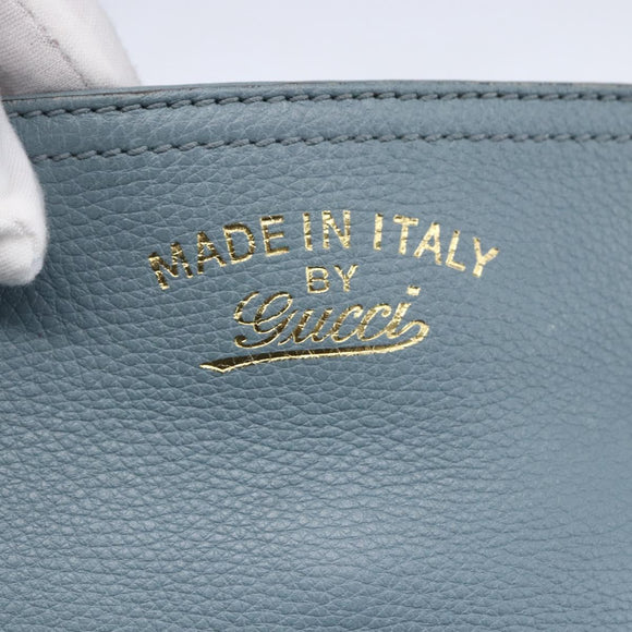 GUCCI Bamboo Hand Bag Leather 2way Blue Silver 336032 Auth bs30949