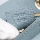 GUCCI Bamboo Hand Bag Leather 2way Blue Silver 336032 Auth bs30949-12