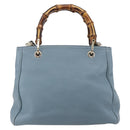 GUCCI Bamboo Hand Bag Leather 2way Blue Silver 336032 Auth bs30949-2