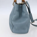 GUCCI Bamboo Hand Bag Leather 2way Blue Silver 336032 Auth bs30949-3