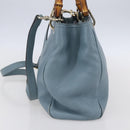 GUCCI Bamboo Hand Bag Leather 2way Blue Silver 336032 Auth bs30949-4