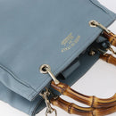 GUCCI Bamboo Hand Bag Leather 2way Blue Silver 336032 Auth bs30949-6