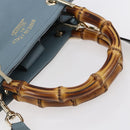 GUCCI Bamboo Hand Bag Leather 2way Blue Silver 336032 Auth bs30949-7