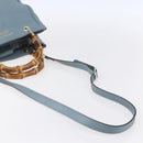 GUCCI Bamboo Hand Bag Leather 2way Blue Silver 336032 Auth bs30949-9