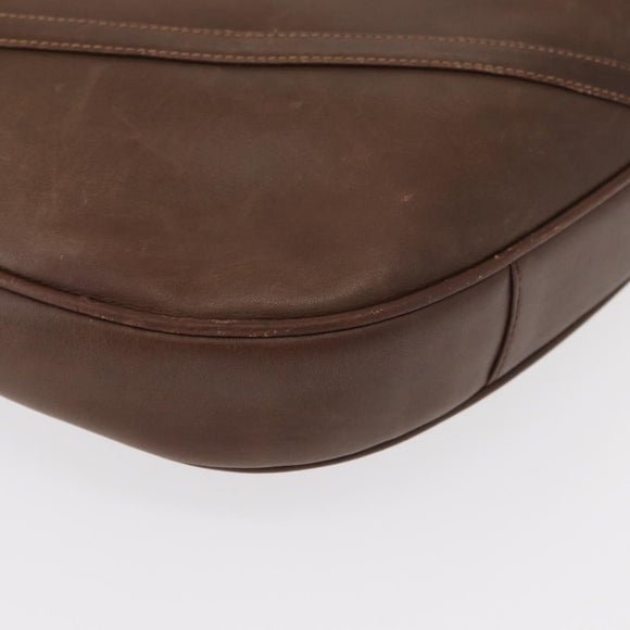 GUCCI Shoulder Bag Leather Brown Gold Auth bs30951