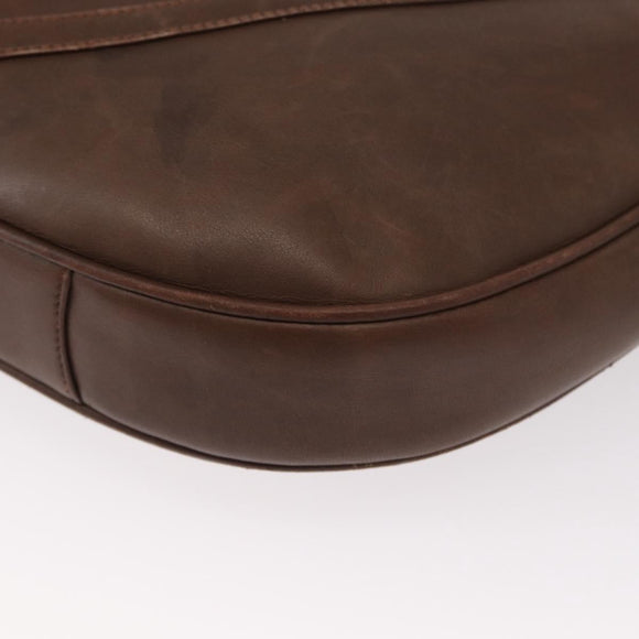 GUCCI Shoulder Bag Leather Brown Gold Auth bs30951