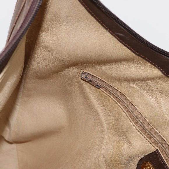 GUCCI Shoulder Bag Leather Brown Gold Auth bs30951
