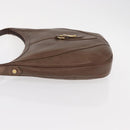 GUCCI Shoulder Bag Leather Brown Gold Auth bs30951-4