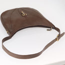 GUCCI Shoulder Bag Leather Brown Gold Auth bs30951-7