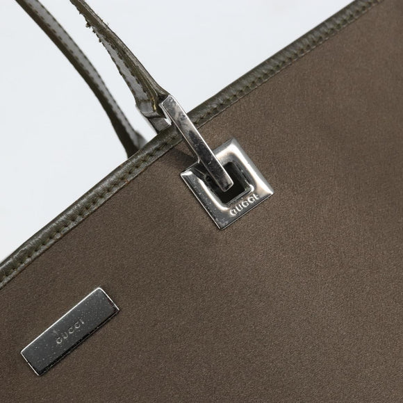 GUCCI Tote Bag Satin Brown Silver 002 1098 Auth bs30953