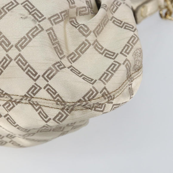 VERSACE Chain Shoulder Bag Canvas Champagne Gold Auth bs30954