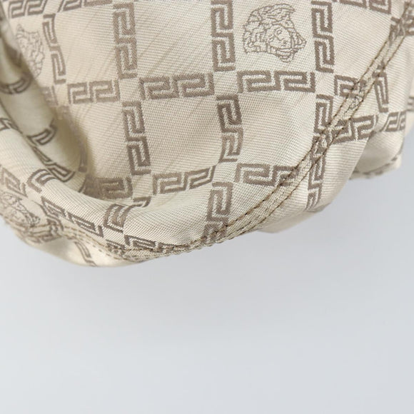 VERSACE Chain Shoulder Bag Canvas Champagne Gold Auth bs30954