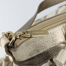 VERSACE Chain Shoulder Bag Canvas Champagne Gold Auth bs30954-10