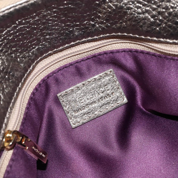 VERSACE Chain Shoulder Bag Canvas Champagne Gold Auth bs30954