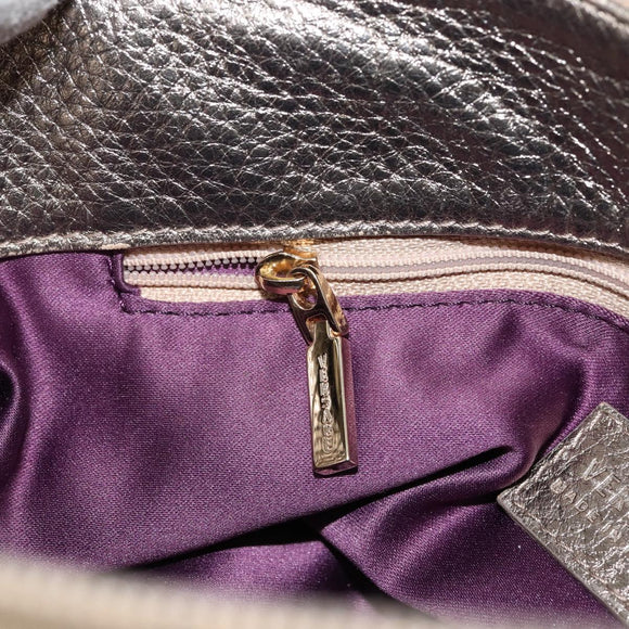 VERSACE Chain Shoulder Bag Canvas Champagne Gold Auth bs30954