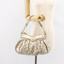 VERSACE Chain Shoulder Bag Canvas Champagne Gold Auth bs30954-22