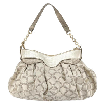 VERSACE Chain Shoulder Bag Canvas Champagne Gold Auth bs30954 - 0