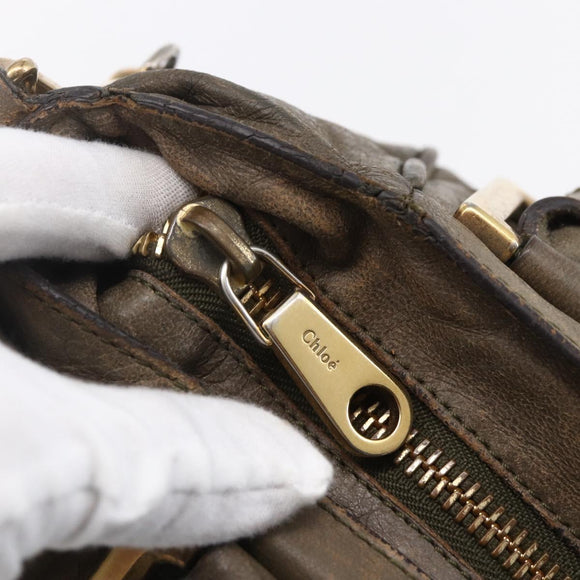 Chloe Etel Hand Bag Leather 2way Beige Gold Auth bs30955