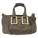 Chloe Etel Hand Bag Leather 2way Beige Gold Auth bs30955-13