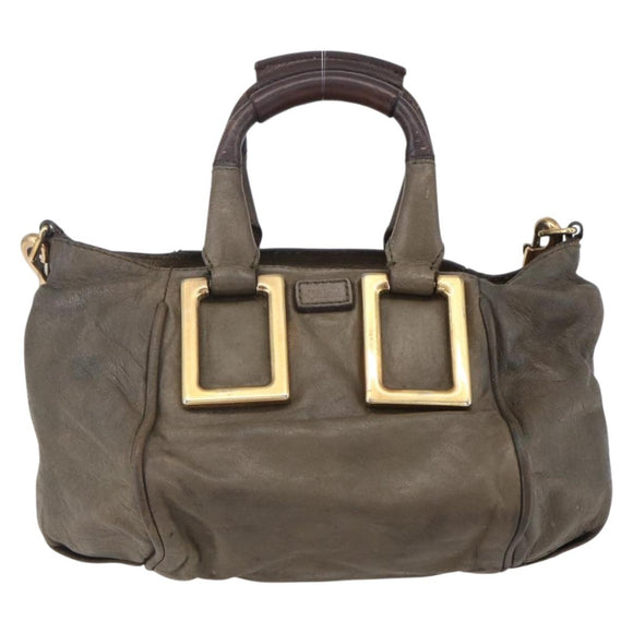 Chloe Etel Hand Bag Leather 2way Beige Gold Auth bs30955