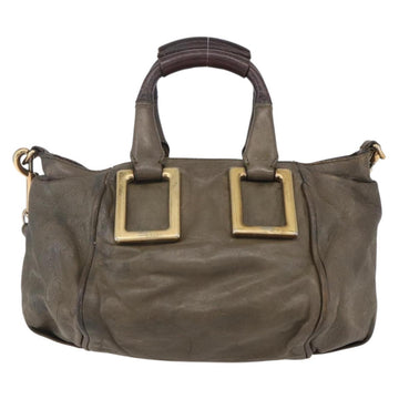 Chloe Etel Hand Bag Leather 2way Beige Gold Auth bs30955 - 0