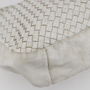 BOTTEGA VENETA INTRECCIATO Shoulder Bag Leather White Silver Auth bs30958-11