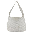 BOTTEGA VENETA INTRECCIATO Shoulder Bag Leather White Silver Auth bs30958-2