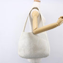 BOTTEGA VENETA INTRECCIATO Shoulder Bag Leather White Silver Auth bs30958-21
